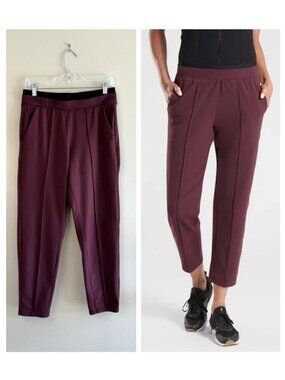 Athleta Venice Pintuck Cropped Pants, S, Burgundy Athleisure